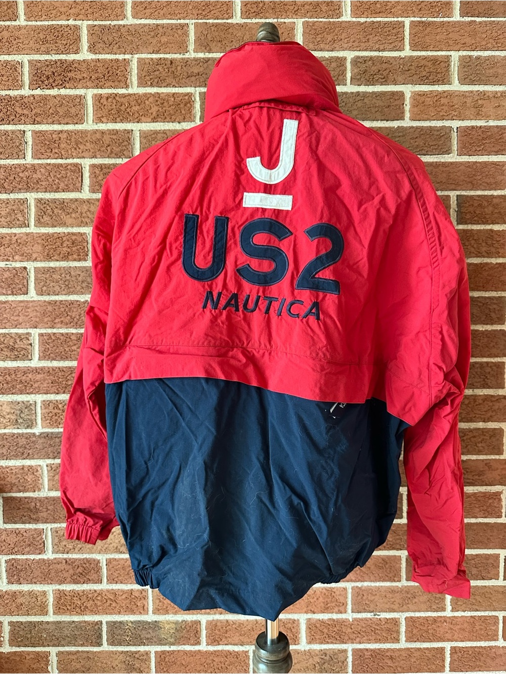 Vintage Nautica Competition US2 Sailing Jacket Men’s Red Blue Mesh Lined, L